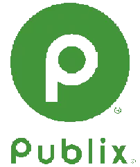 The Publix logo. There is a green circle with a white P inside. The word Publix is below in green.
