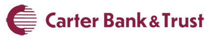 The Carter Bank & Trust logo. There is a red C on a circle made of horizontal lines. To the right of the circle are the words Carter Bank & Trust in the same dark red color.