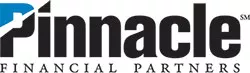 The logo for Pinnacle Financial Partners. The words are in black, but there is a diagonal line of blue in the P in the word Pinnacle. The word Pinnacle over the words Financial Partners.