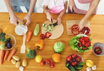 People cooking healthy meal.