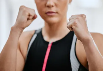 A woman in a self-defense class.
