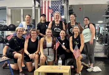 A group photo of participants in the Veterans Day WOD CHAD1000X program at the Ragsdale Family YMCA.