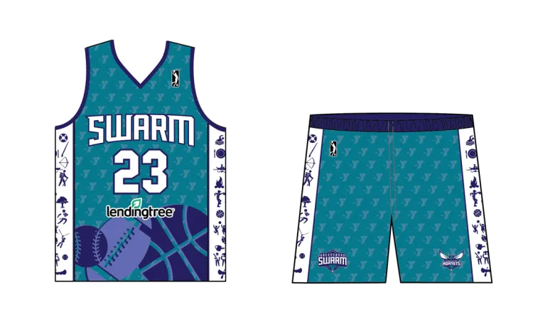 Greensboro Swarm YMCA themed jersey.