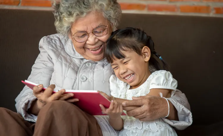 Grandmother and granddaughter