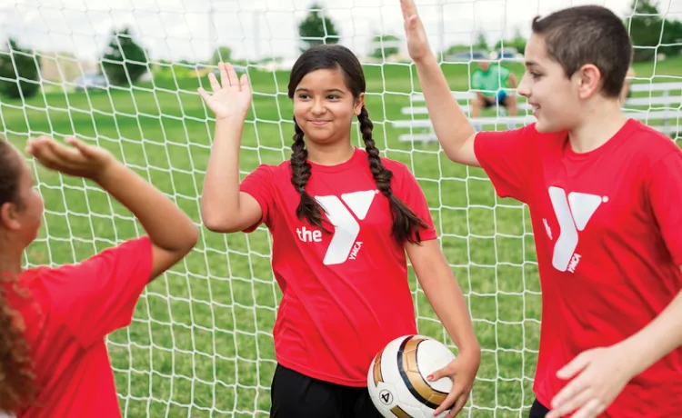 children playing soccer
