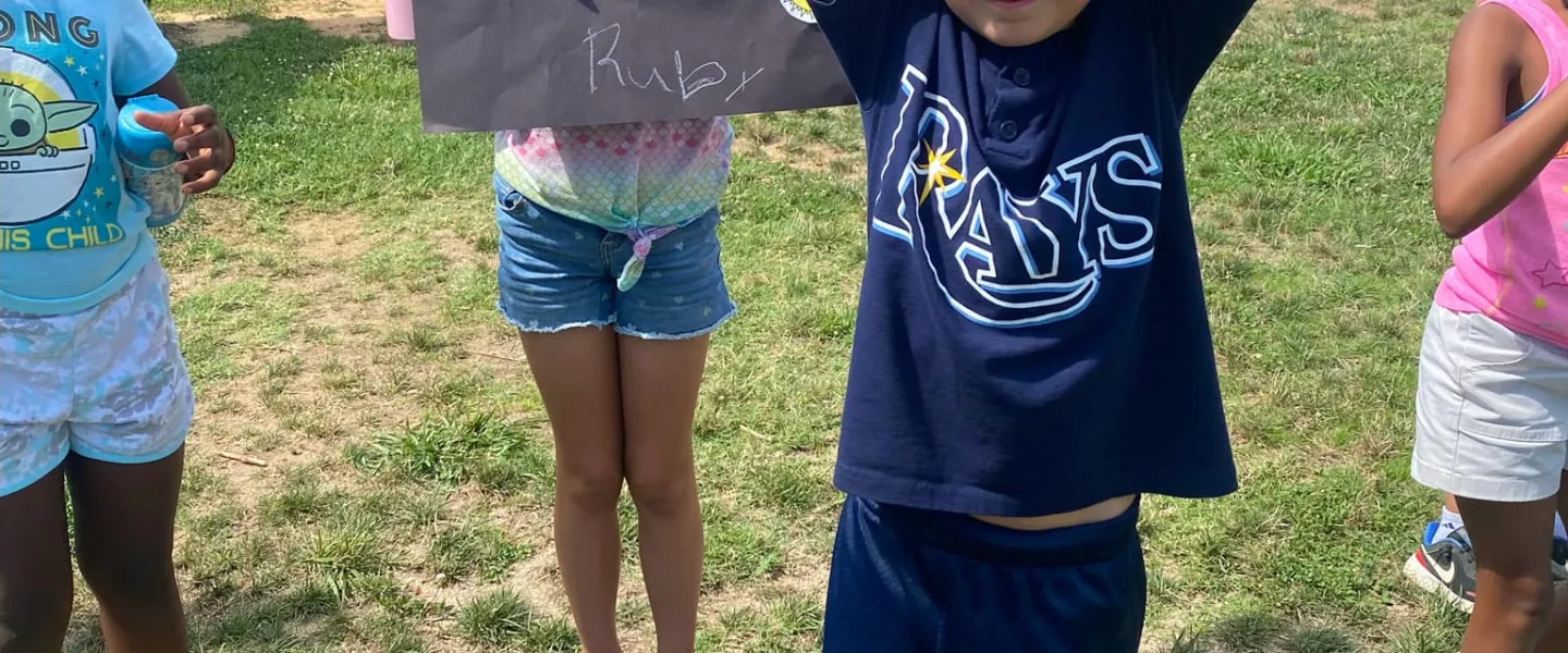 Kids showing their crafts