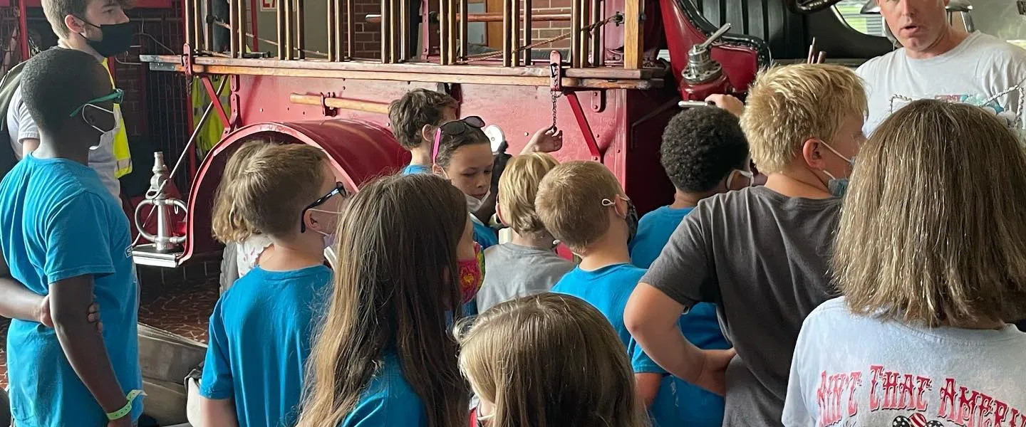 Campers at the fire station