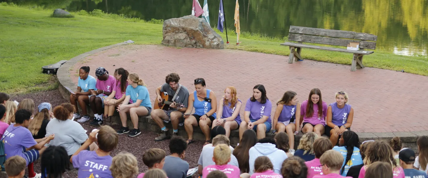 A group of Camp Weaver staff and kids at Camp Weaver.