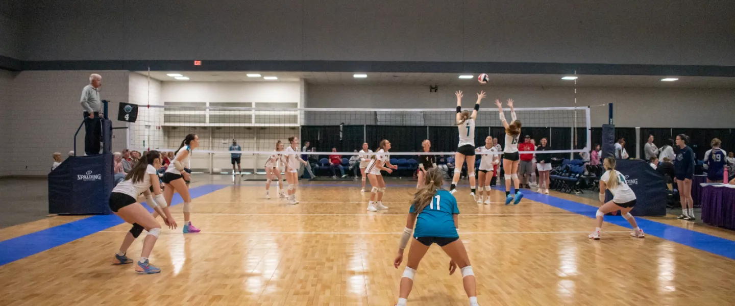 Carolina Spike Force volleyball athletes playing on court