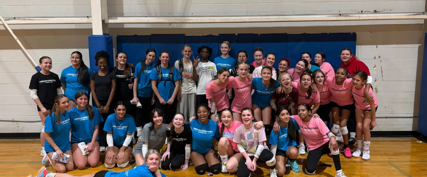 Carolina Spike Force volleyball athletes large group photo 