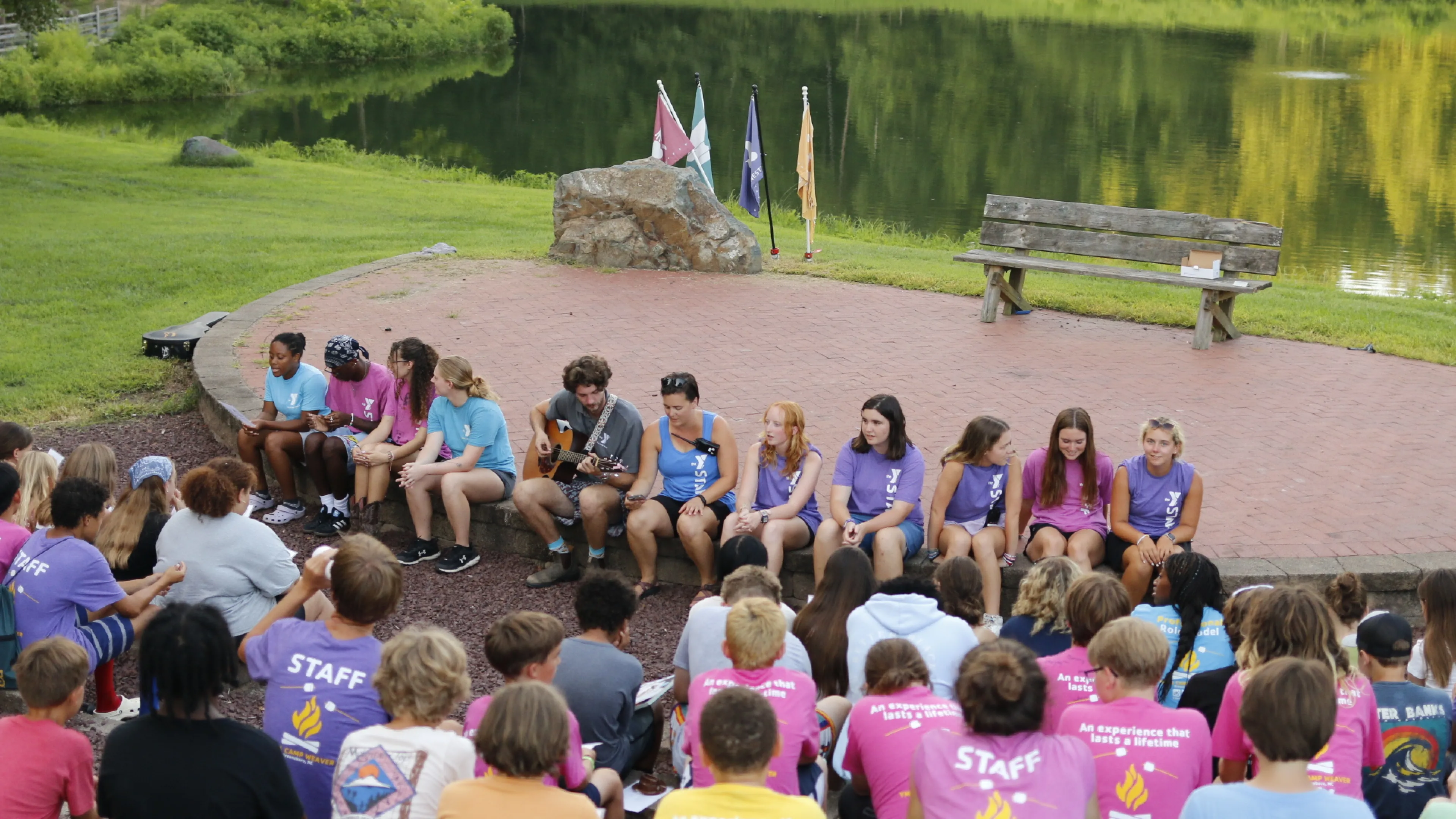 A group of Camp Weaver staff and kids at Camp Weaver.