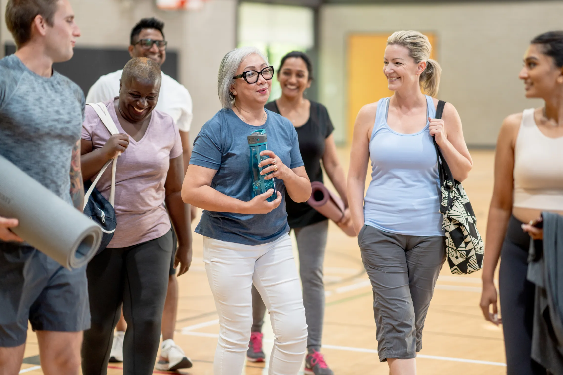 Active older adults in gym