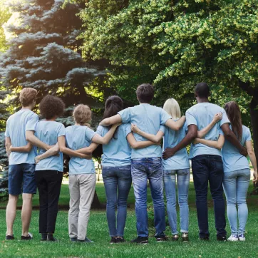 A group of volunteers standing together.